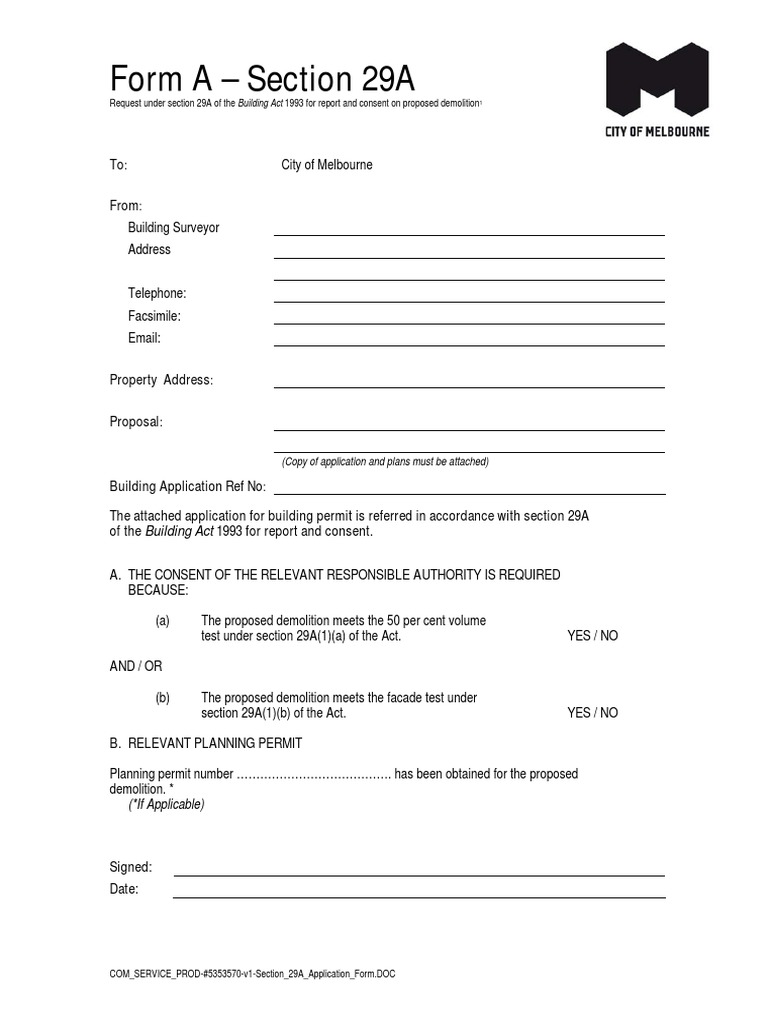 Section 29A Demolition Consent Form | PDF | Law | Technology & Engineering