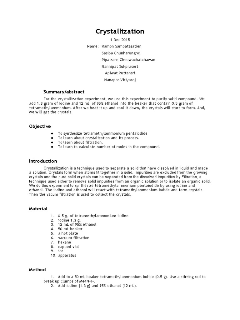 Sources of error in crystallization experiment picture