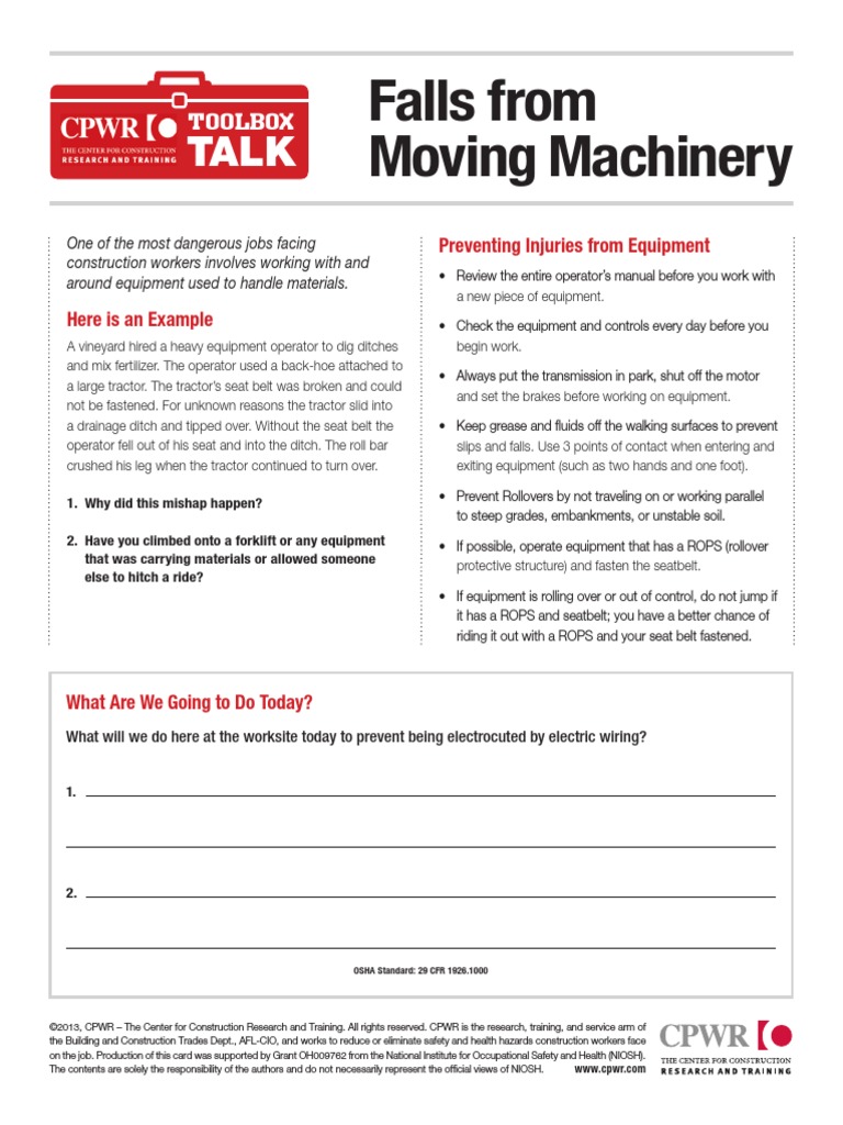 Falls From Moving Machinery | PDF