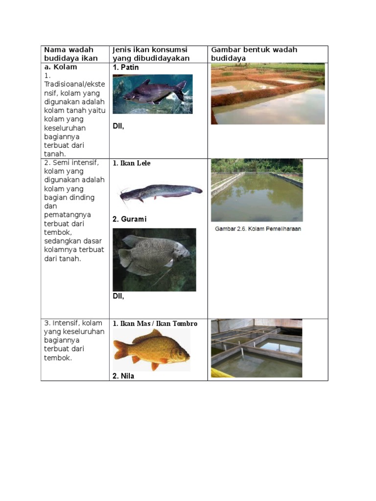Nama Wadah Budidaya Ikan