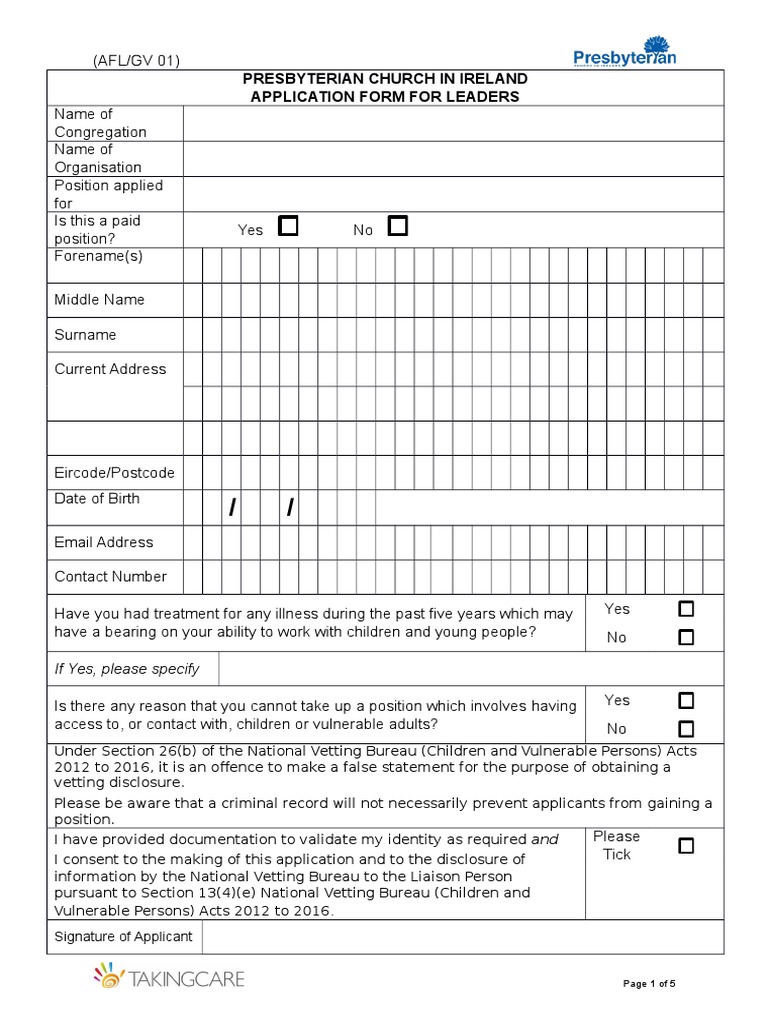 ApplicationFormForLeadersGardaVetting 1 PDF Identity Document