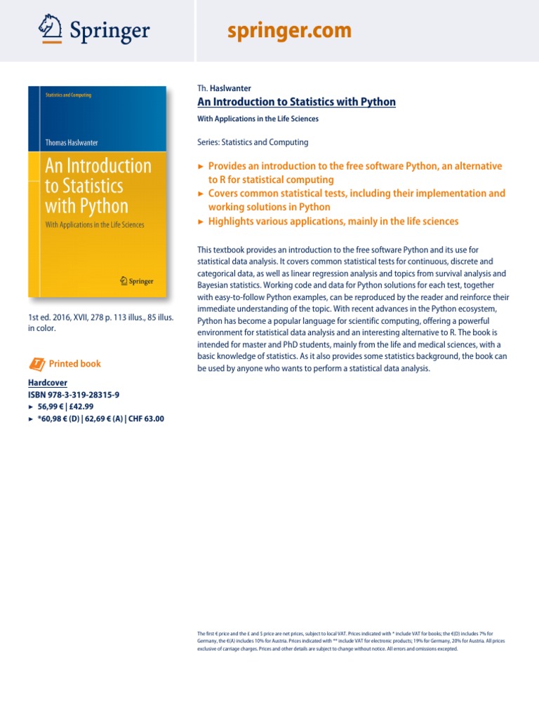 Python Statistics for Life Sciences | PDF | Computers
