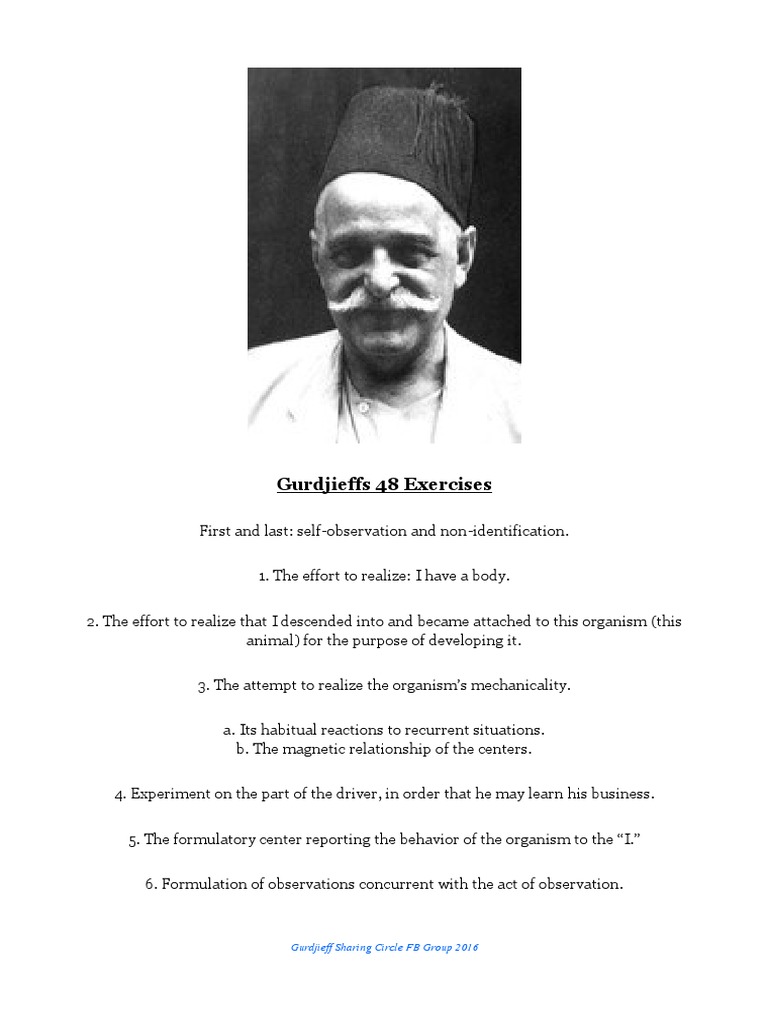 Gurdjieffs 48 Exercises Gurdjieff Sharing Circle FB Group 2016