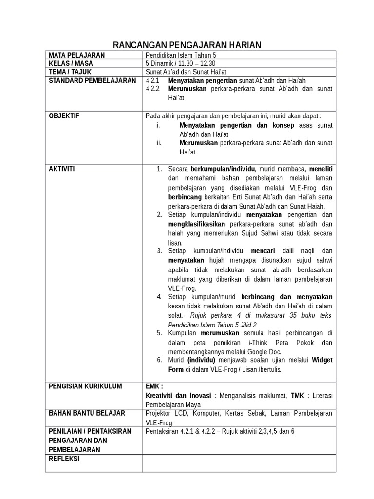 Contoh Rph Sunat Ab Adh Dan Haiah Pdf
