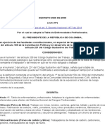Tabla de Enfermedades Profesionales Decreto 2566 de 2009