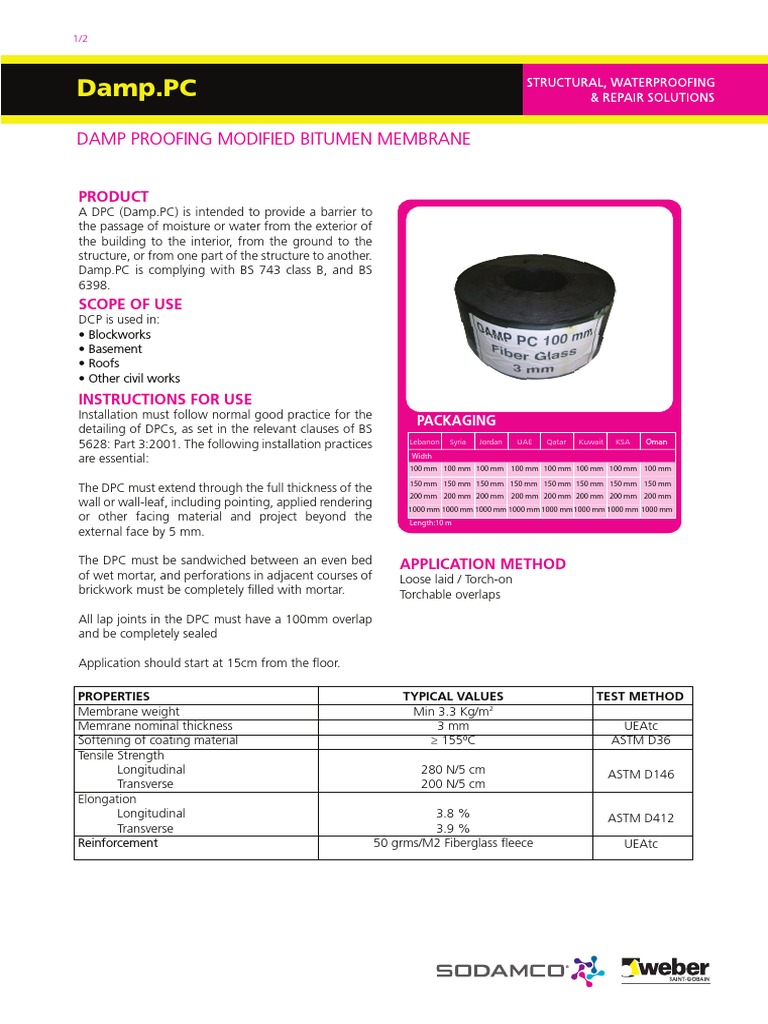 Damp - PC: Damp Proofing Modified Bitumen Membrane | PDF | Building ...