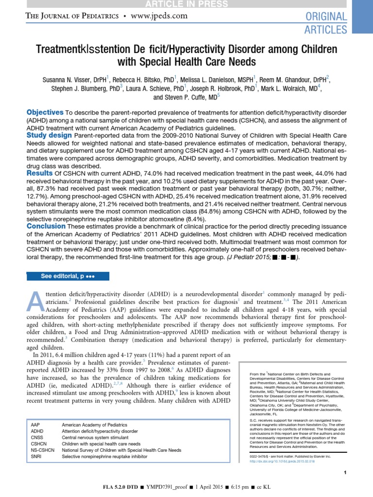 ADHD Treatment in Children with Special Needs | PDF