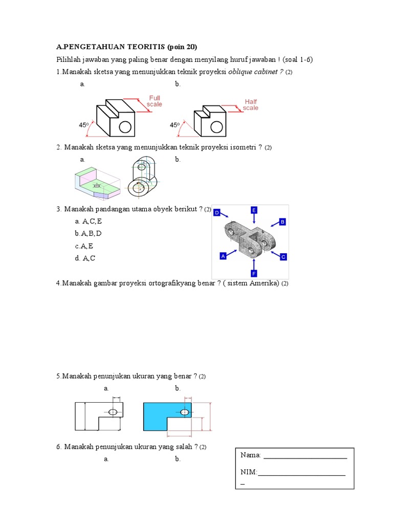 Soal dan Tugas Gambar Teknik Proyeksi | PDF