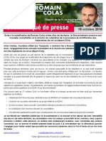 CP - 18 Octobre 2016 - Suite à la mobilisation de Romain Colas et des élus du territoire, le Gouvernement annonce une nouvelle concertation et la révision du calendrier de la procédure de modification des trajectoires de vol au départ d'Orly