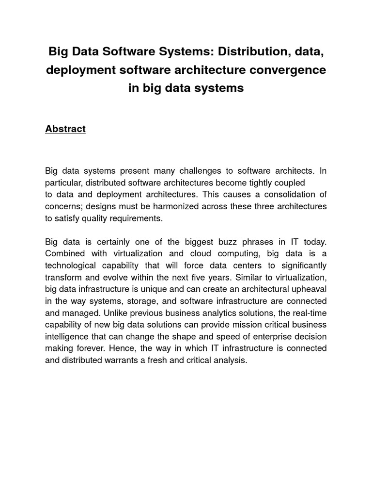 Big Data Software Architecture Insights | PDF | Big Data | Scalability