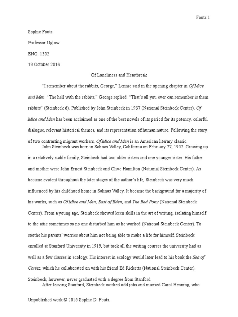 of mice and men essay titles