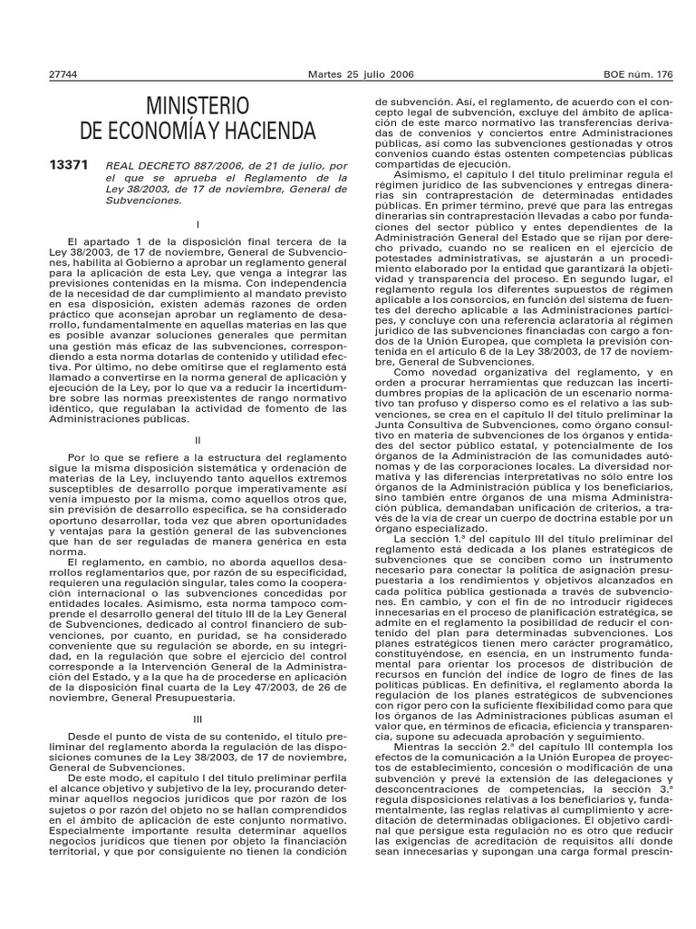 REGLAMENTO LEY GENERAL DE SUBVENCIONES.pdf Regulación Unión Europea