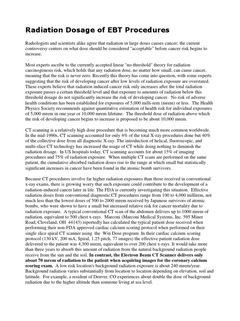 EBT vs. CT: Radiation Dose Comparison | PDF | Ct Scan | X Ray
