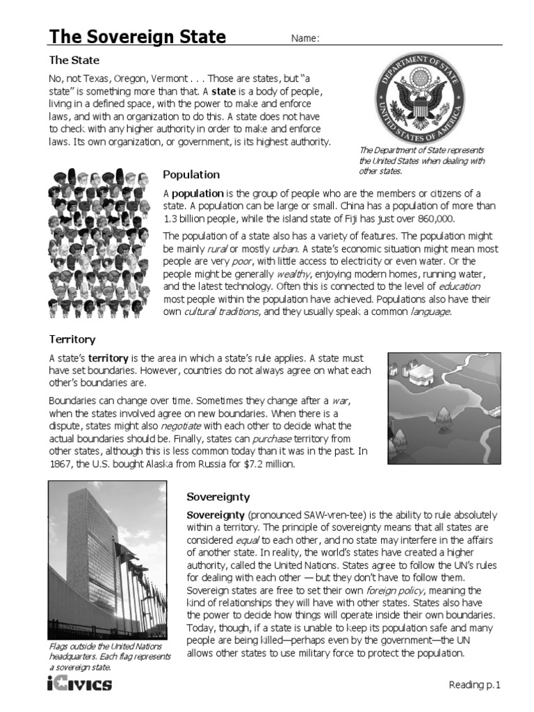The Sovereign State 1 Sovereign State Sovereignty