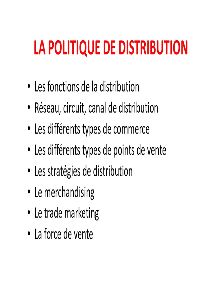 La Politique de Distribution PDF Merchandising Distribution