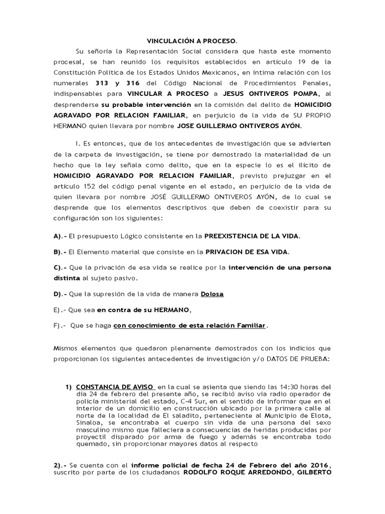 4 Vinculación a Proceso Policía Derecho penal Prueba
