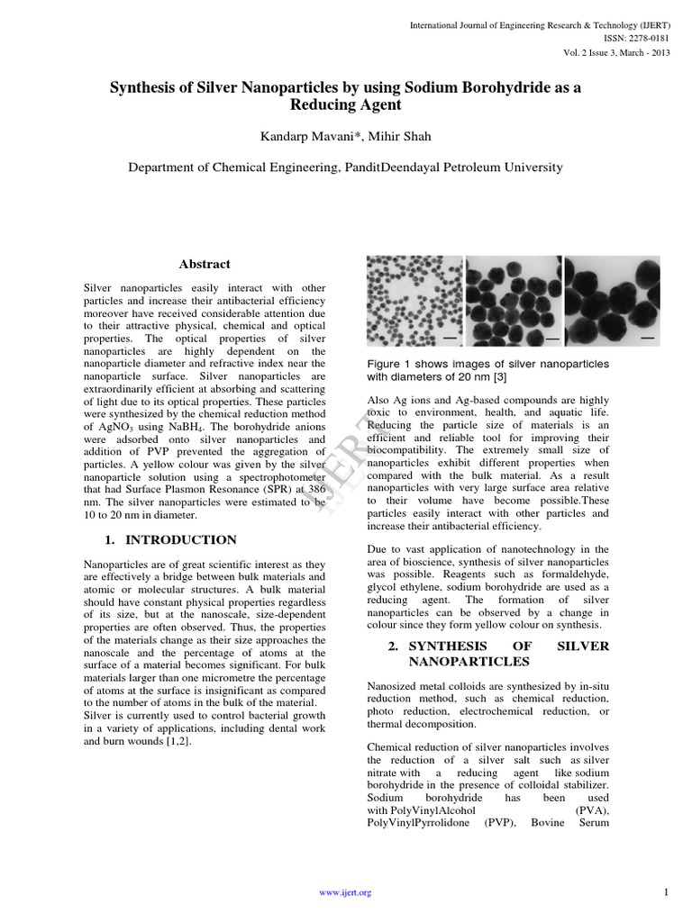 Synthesis of Silver Nanoparticles via NaBH4 | PDF | Nanoparticle | Silver