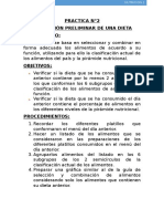 Evaluación preliminar de una dieta con la pirámide nutricional