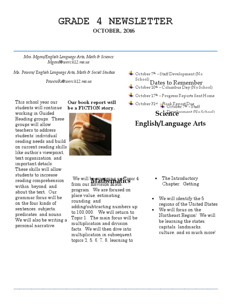 October 2016 Newsletter | PDF | Language Arts & Discipline | Foreign ...