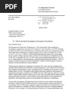 Findings Letter: University of New Mexico by The US DOJ