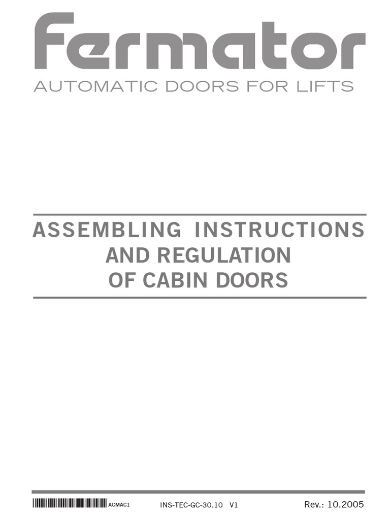 Assembling Instructions and Regulation of Cabin Doors: Automatic Doors ...