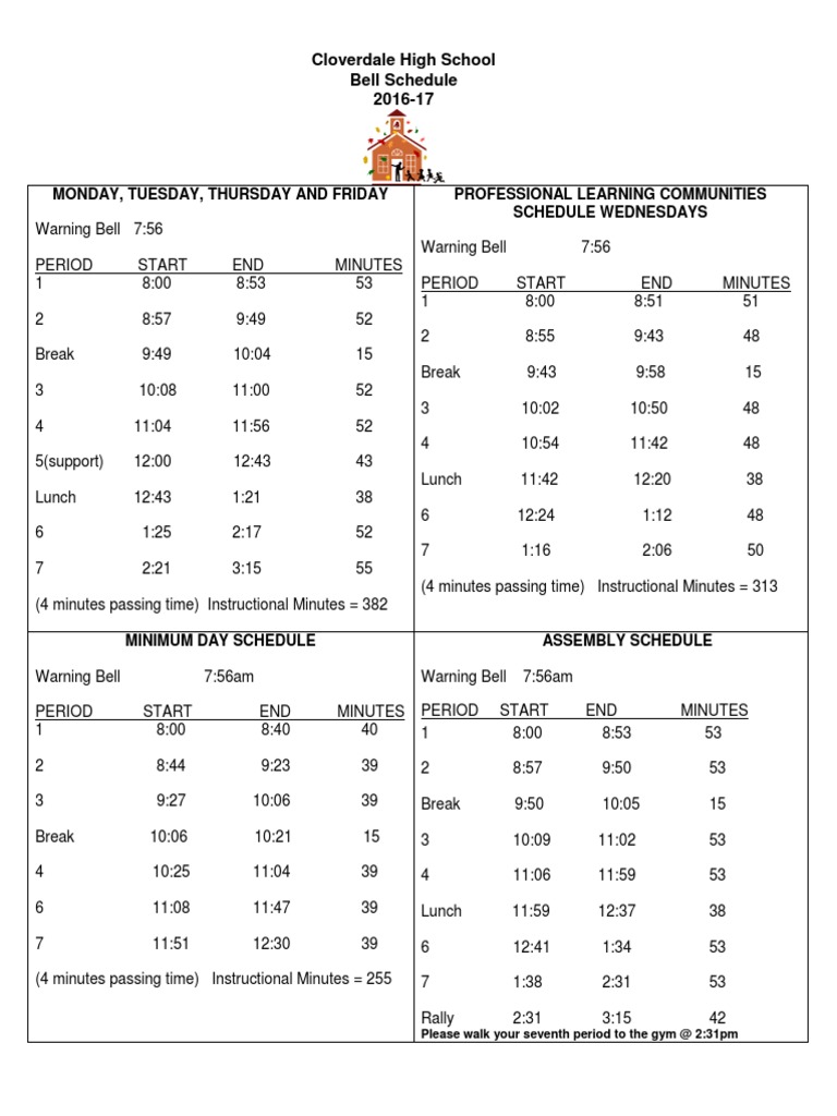 Cloverdale High School Bell Schedule | PDF