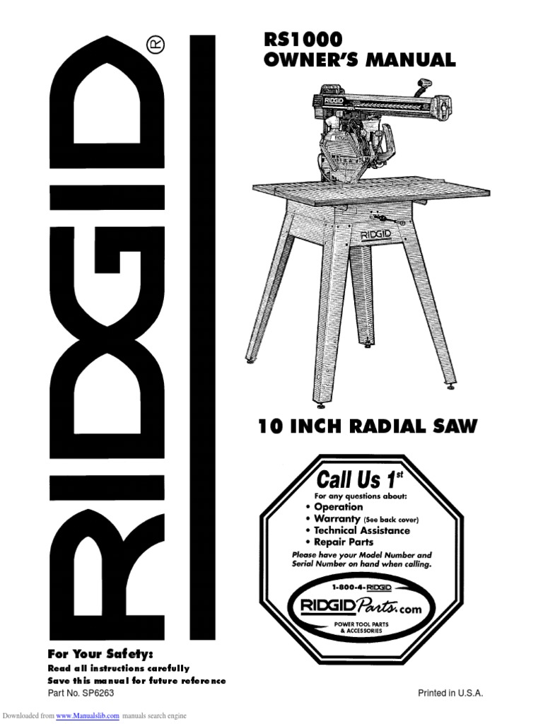 Ridgid RS1000 | PDF | Screw | Nut (Hardware)