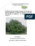 Evaluación Del Porcentaje de Pegue de Tres Tipos de Injertos Utilizando La Técnica de Injertar en La Zona Del Epicotilo en Plántulas de Mango (Manguifera Indica L.)