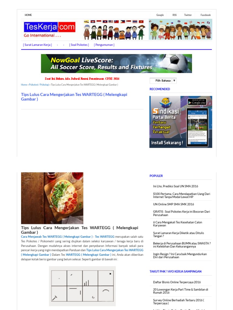 Tips Lulus Cara Mengerjakan Tes WARTEGG ( Melengkapi 