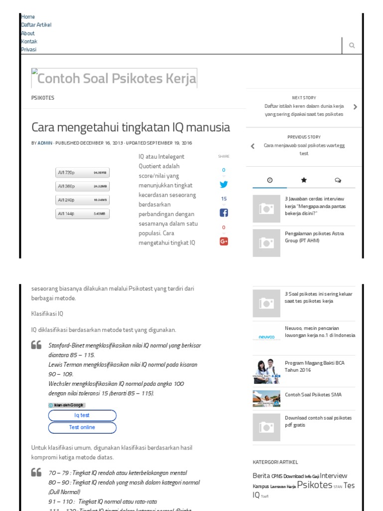 Contoh Soal Tes Iq Untuk Masuk Sma Pdf