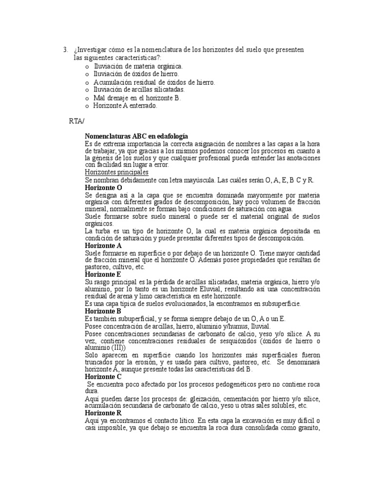 Investigar Cómo Es La Nomenclatura de Los Horizontes Del Suelo Que ...