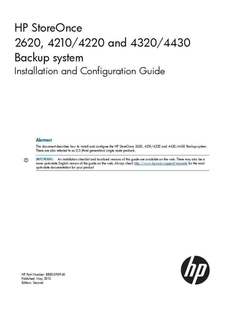 HP StoreOnce 2620, 4210 - 4220 and 4320 - 4430 Backup System ...
