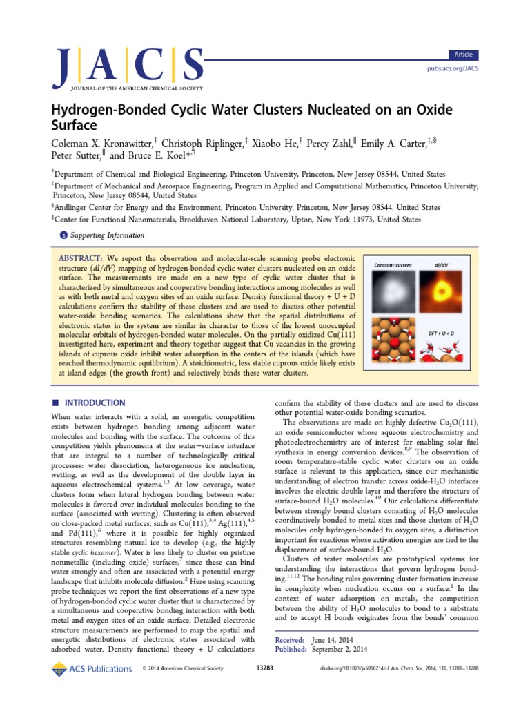 HydrogenBonded Cyclic Water Clusters Nucleated On An Oxide Surface