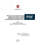 Relación Entre El Compromiso Organizacional y Satisfacción Laboral Entre Profesores de Establecimientos Educacionales PDF