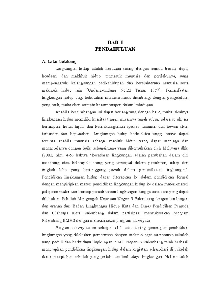 Pendahuluan Skripsi Mengenai Adiwiyata