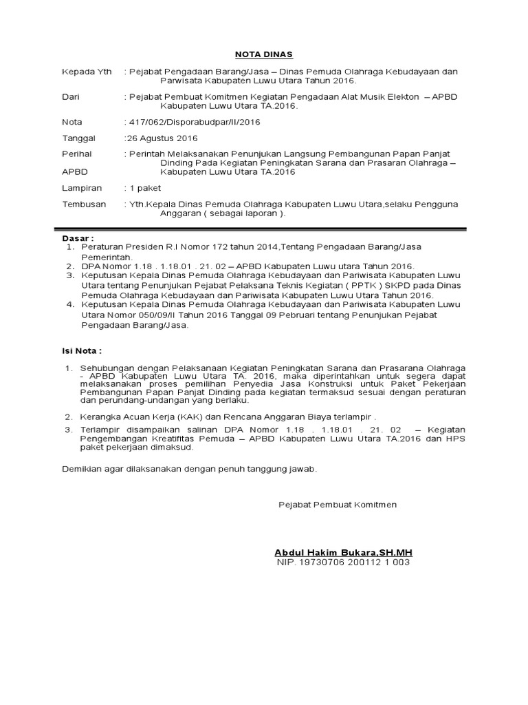 Nota Dinas Pengadaan