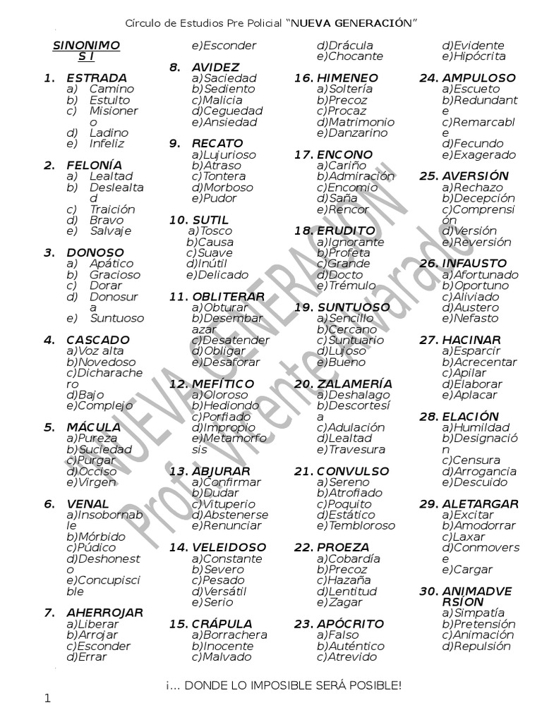 Practica de Sinonimos | PDF