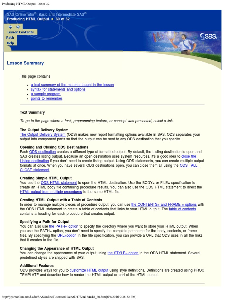 SAS HTML Output - 30 of 32 PDF | PDF