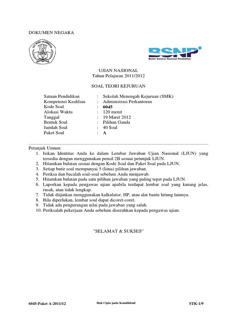 6045 Stk Paket A Administrasi Perkantoran Pdf