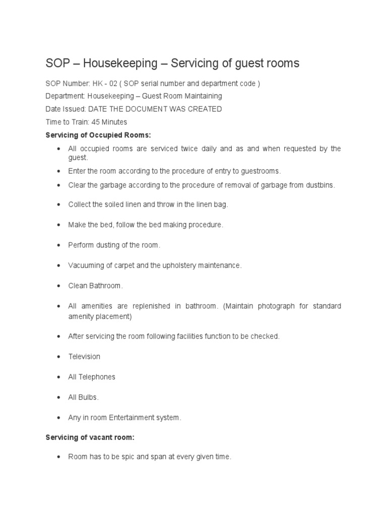 SOP Housekeeping PDF