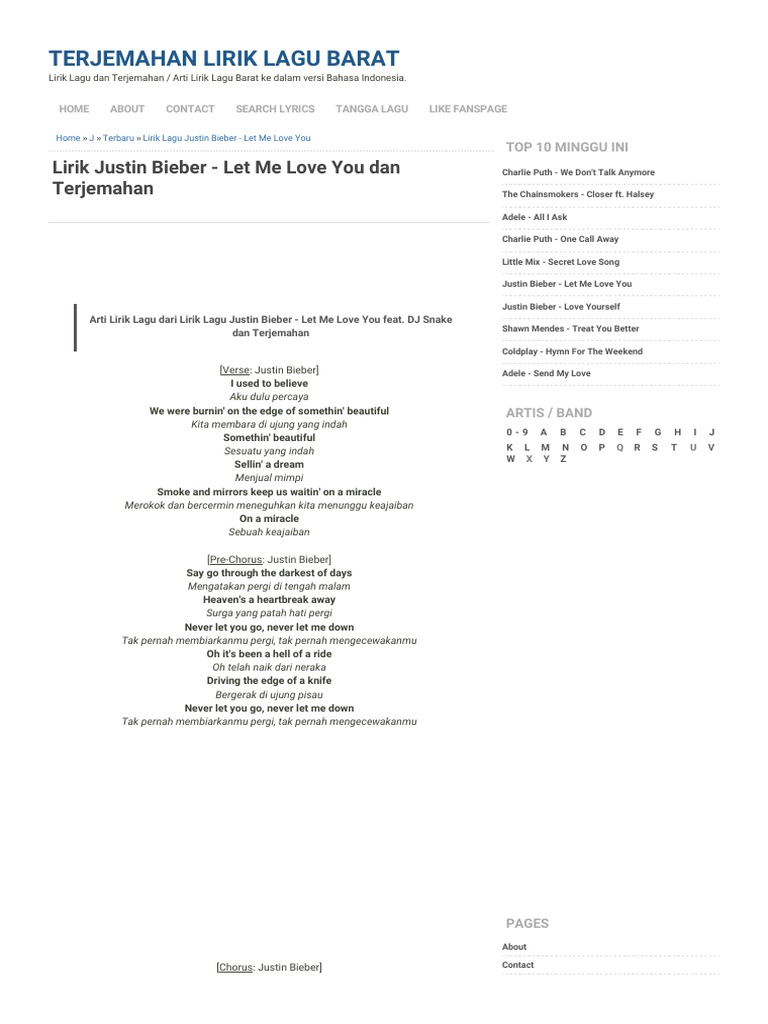 Lirik Lagu Let Me Love You Faded Dan Artinya