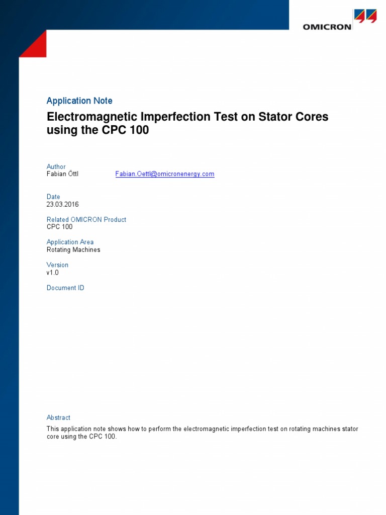 CPC 100 AppNote Stator Core Testing On Rotating Machines ENU PDF