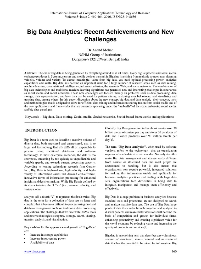 Big Data Analytics: Recent Achievements and New Challenges | PDF | Big ...