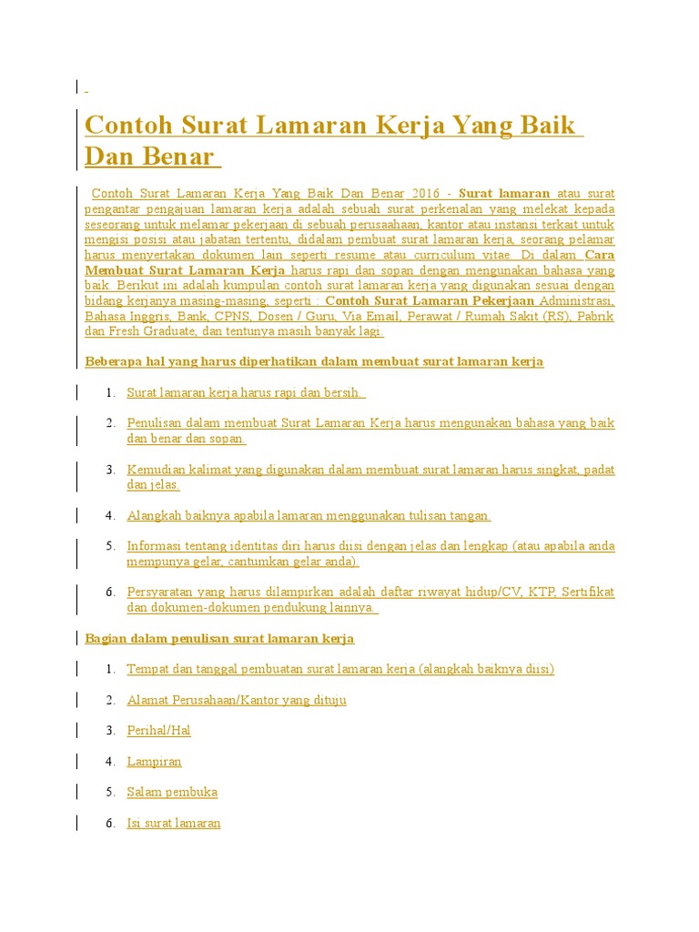 Surat Lamaran Kerja