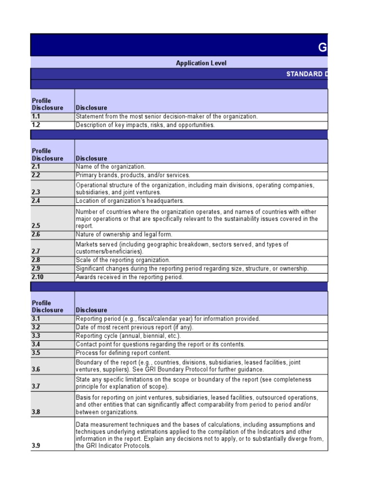 Standard Disclosures for Organizational Reporting | PDF | Governance ...