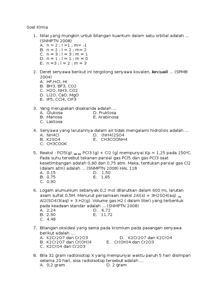 Soal Kimia