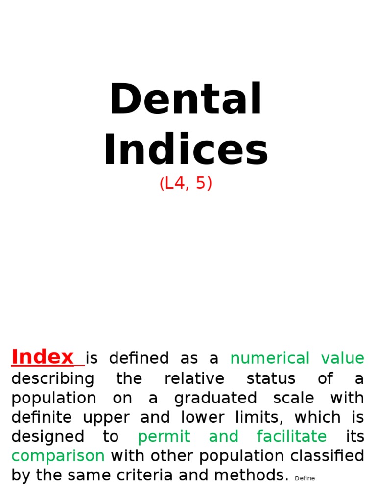 421pds, L11 Dental Indices.4,5 PDF Tooth Enamel Human Tooth
