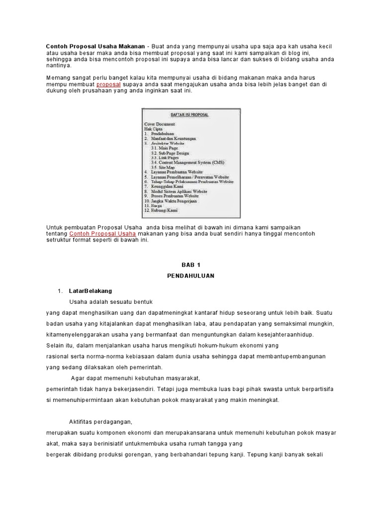 Contoh Proposal Usaha Gorengan Pdf - Simak Gambar Berikut