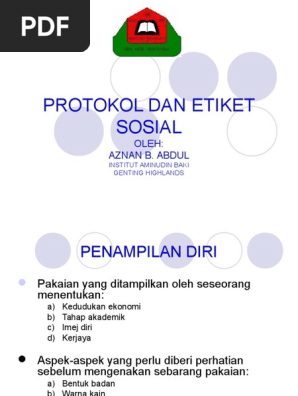 Protokol Dan Etiket Sosial Pdf