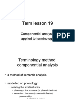 Term Lesson 19: Componential Analysis Applied To Terminology